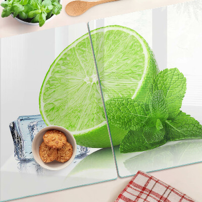 Planche à découper verre Citron vert à la menthe et à la glace