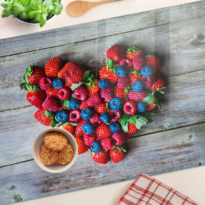 Planche à découper verre Cœur de fruits des bois
