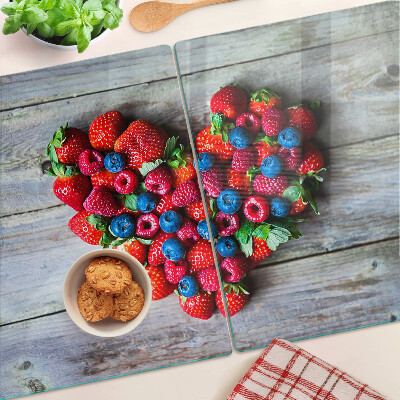 Planche à découper verre Cœur de fruits des bois