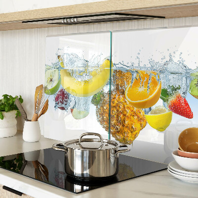 Planche à découper en verre Fruits dans l'eau