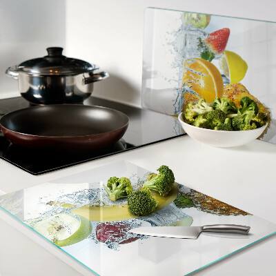 Planche à découper en verre Fruits dans l'eau