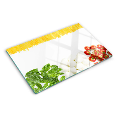 Planche à découper en verre Pâtes aux herbes et aux tomates