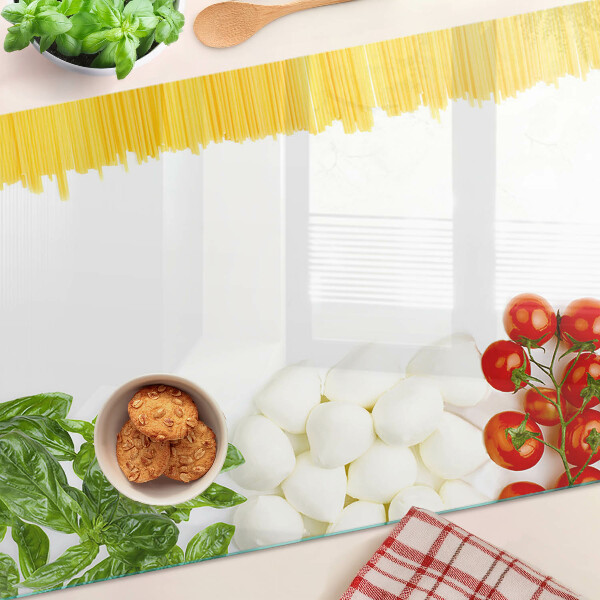 Planche à découper en verre Pâtes aux herbes et aux tomates