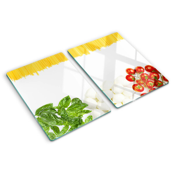 Planche à découper en verre Pâtes aux herbes et aux tomates