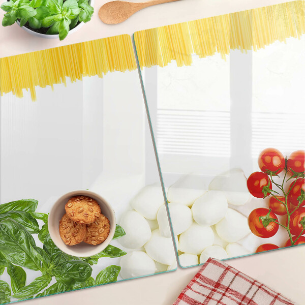 Planche à découper en verre Pâtes aux herbes et aux tomates