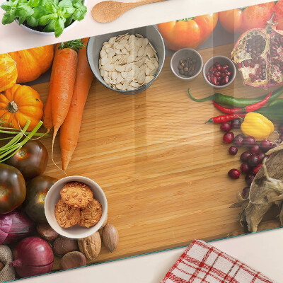 Planche à découper verre Motif de légumes et de fruits