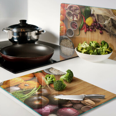 Planche à découper verre Motif de légumes et de fruits