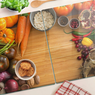 Planche à découper verre Motif de légumes et de fruits