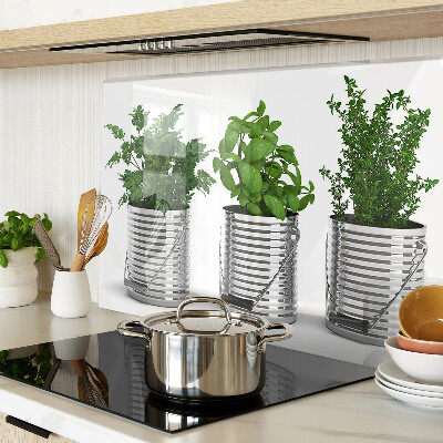 Planche à découper en verre Plantes dans des pots en métal