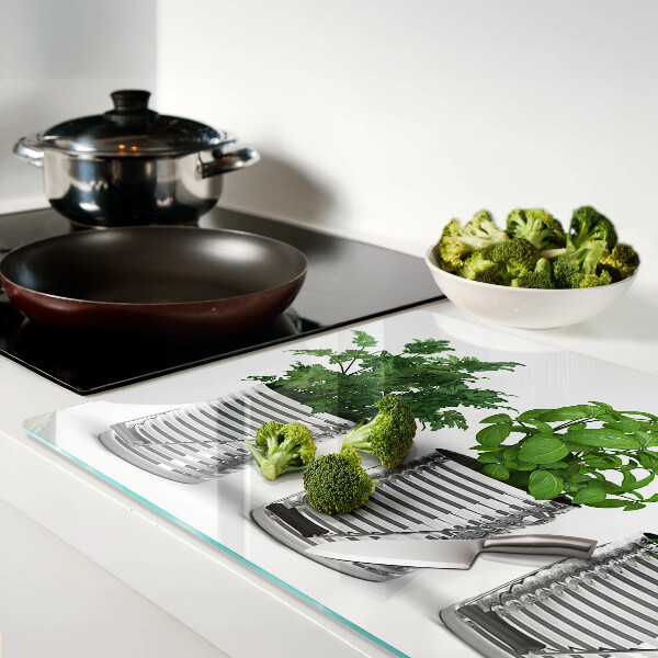 Planche à découper en verre Plantes dans des pots en métal