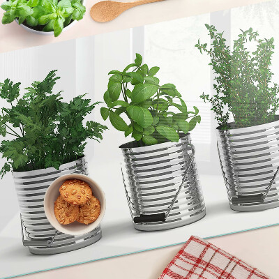 Planche à découper en verre Plantes dans des pots en métal