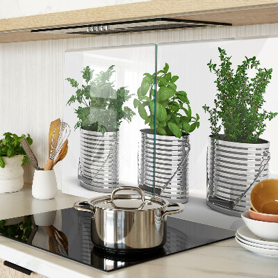 Planche à découper en verre Plantes dans des pots en métal