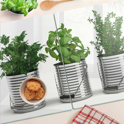 Planche à découper en verre Plantes dans des pots en métal