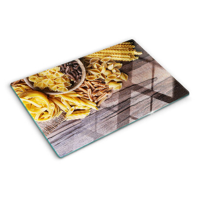 Planche à découper verre Pâtes et accents en bois