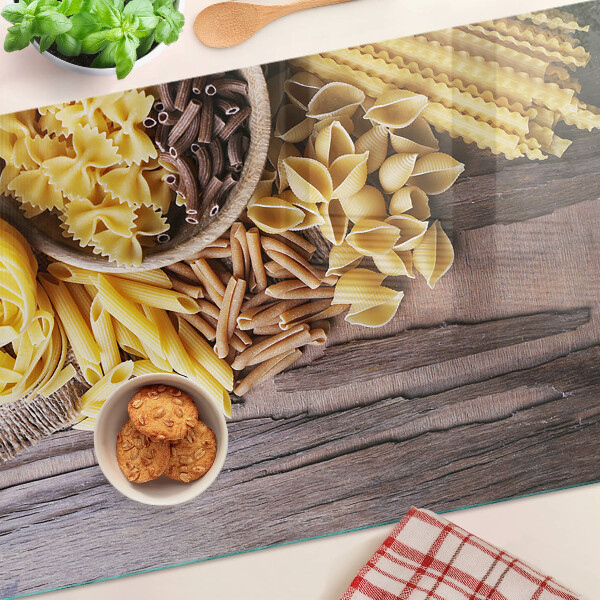 Planche à découper verre Pâtes et accents en bois