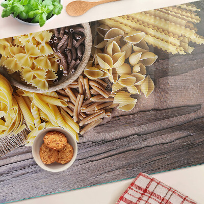 Planche à découper verre Pâtes et accents en bois