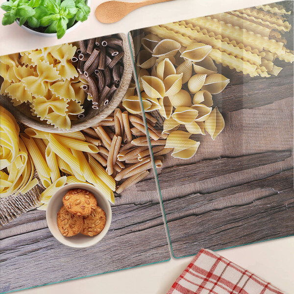 Planche à découper verre Pâtes et accents en bois