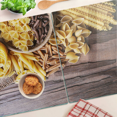 Planche à découper verre Pâtes et accents en bois