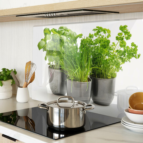 Planche à découper verre Herbes en pots