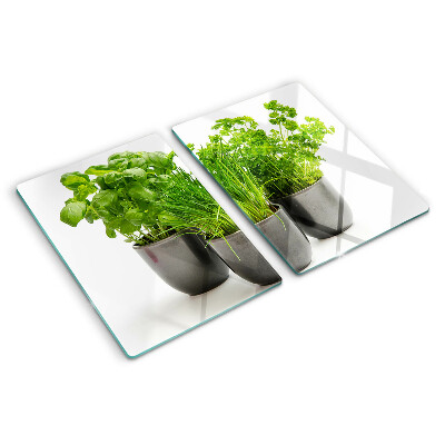 Planche à découper verre Herbes en pots