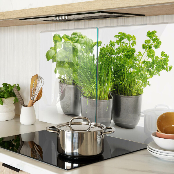Planche à découper verre Herbes en pots
