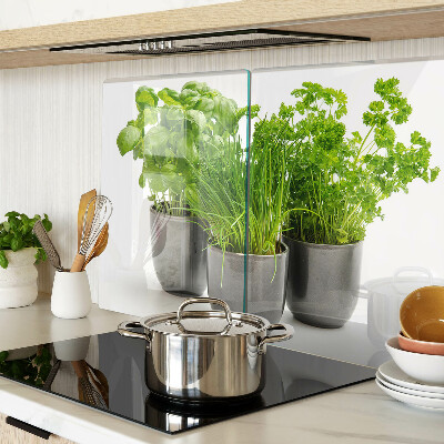 Planche à découper verre Herbes en pots