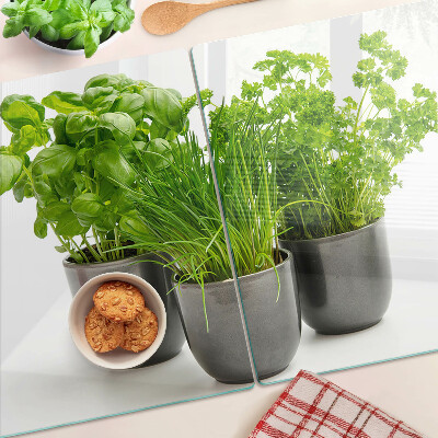 Planche à découper verre Herbes en pots
