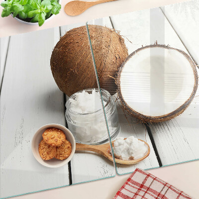 Planche à découper en verre La noix de coco et ses produits