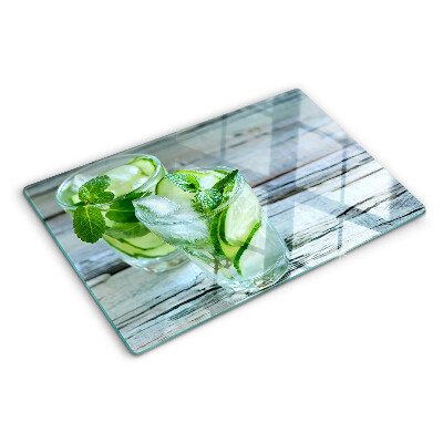 Planche à découper verre Cocktails à la menthe et au concombre