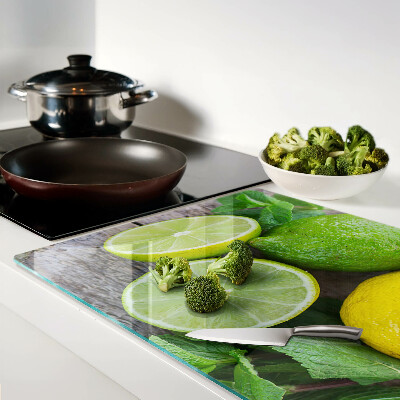 Planche à découper verre Citrons et citrons verts à la menthe