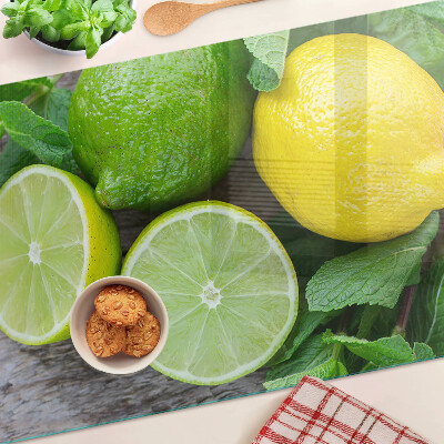 Planche à découper verre Citrons et citrons verts à la menthe