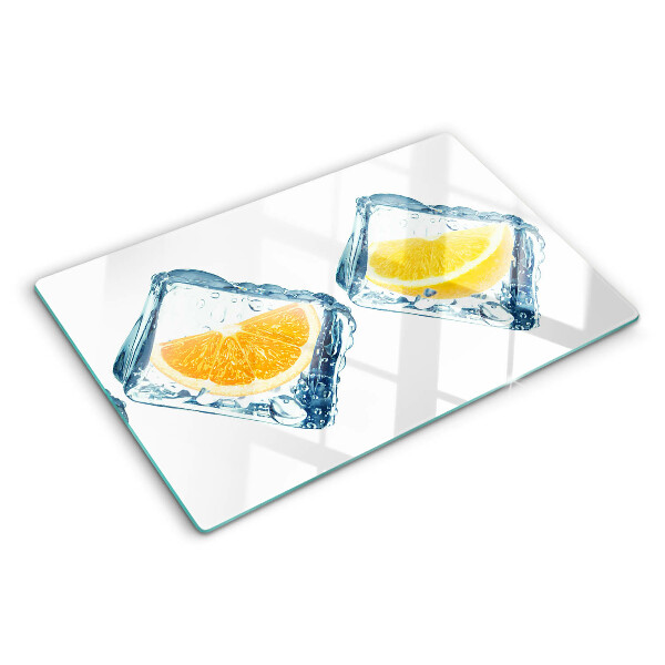 Planche à découper en verre Fruits dans la glace