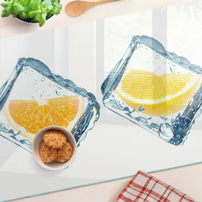 Planche à découper en verre Fruits dans la glace