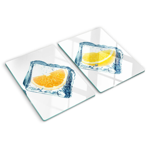 Planche à découper en verre Fruits dans la glace
