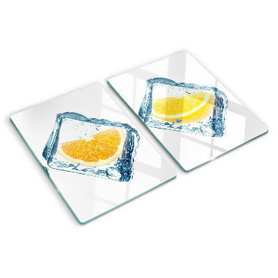 Planche à découper en verre Fruits dans la glace