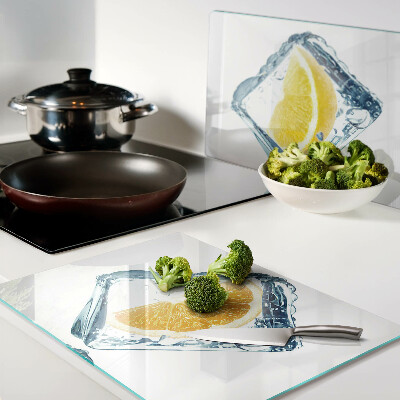 Planche à découper en verre Fruits dans la glace