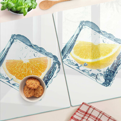 Planche à découper en verre Fruits dans la glace