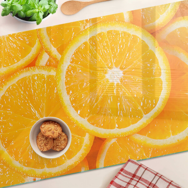 Planche à découper verre tranches d'orange