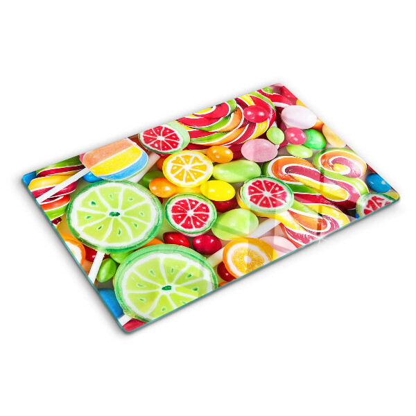 Planche à découper verre Bonbons sucrés et fruits