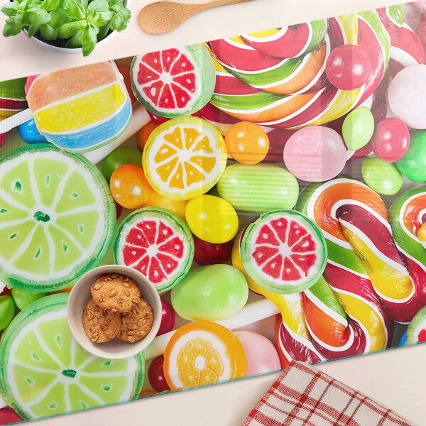 Planche à découper verre Bonbons sucrés et fruits