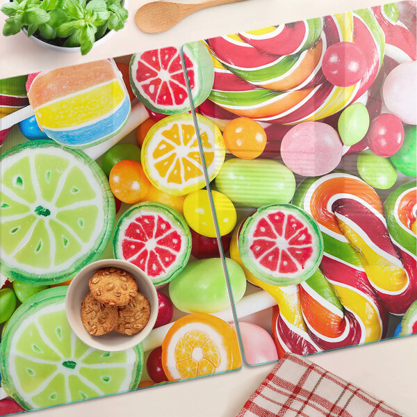 Planche à découper verre Bonbons sucrés et fruits