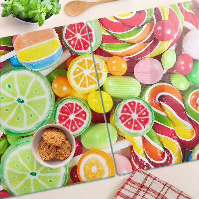 Planche à découper verre Bonbons sucrés et fruits