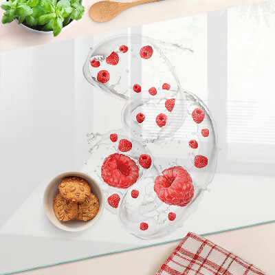 Planche à découper en verre Bulles de framboise dans l'eau