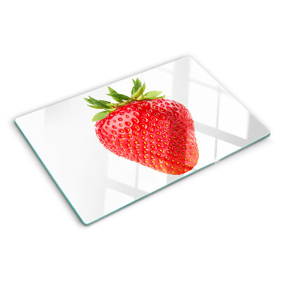 Planche à découper en verre Fraise sur fond blanc