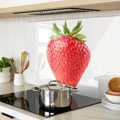 Planche à découper en verre Fraise sur fond blanc