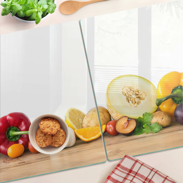Planche à découper verre Fruits sur une planche