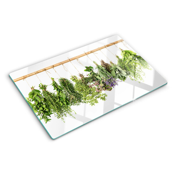 Planche à découper en verre Herbes séchées sur une ficelle