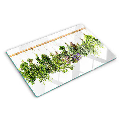 Planche à découper en verre Herbes séchées sur une ficelle