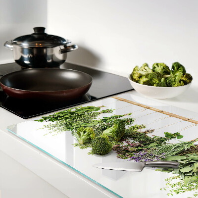Planche à découper en verre Herbes séchées sur une ficelle