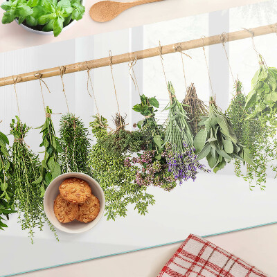 Planche à découper en verre Herbes séchées sur une ficelle